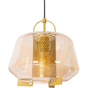 QAZQA kevin - Art Deco Hanglamp eettafel voor boven de eettafel | in eetkamer - 3 lichts - L 130 cm - Goud/messing - Woonkamer | Slaapkamer | Keuken