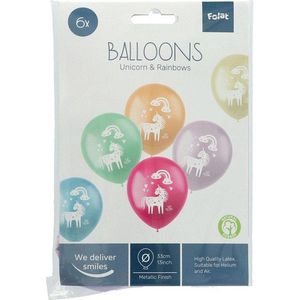 Folat - Ballonnen Unicorns & Rainbows Meerkleurig 33 cm - 6 stuks