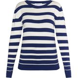 usha - BLUE LABEL - Trui - Donkerblauw/Wit - Ronde Hals - Gestreept