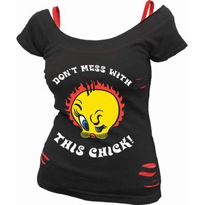Spiral Looney Tunes Top -S- TWEETY - TOUGH CHICK Zwart