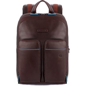 Piquadro Blue Square Revamp Pockets Laptop Backpack 13.3"" Mahogany Brown