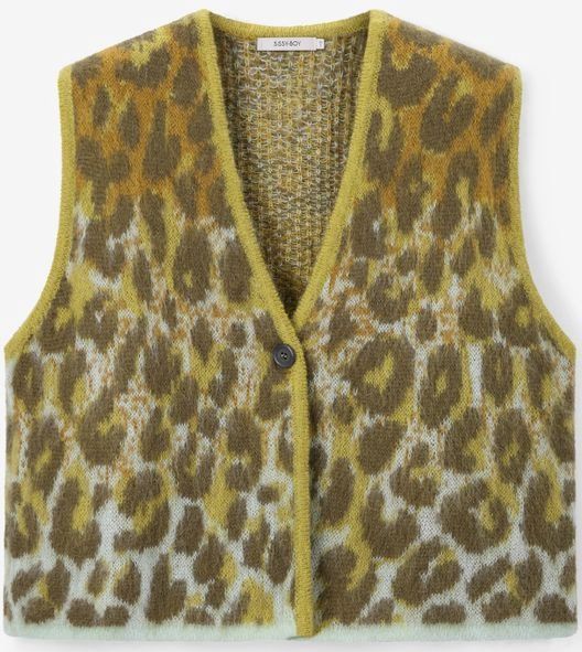 Sissy-Boy - Donkergroen - Vest - Met Leopard Print