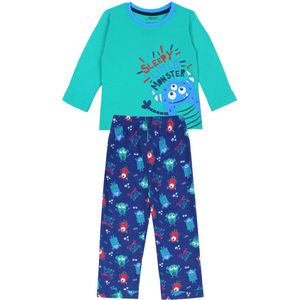 Monsters - Blauw-Groene Pyjama voor Jongens met Lange Mouwen / 110