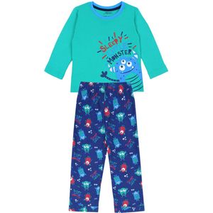 Monsters - Blauw-Groene Pyjama voor Jongens met Lange Mouwen / 92