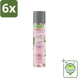 Love Beauty and Planet - Deospray - Murumuru Butter & Rose - 75 ml - Voordeelverpakking - 6 stuks - Deodorant - Antitranspirant