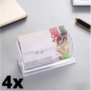 SEVENMOON® Visitekaartjes Houder Voor Op Het Bureau - Visitekaarthouder voor 70 kaartjes - Kaartjes Houder - Kaartjeshouder - Businesscard Houder - Bedrijfskaarthouder - Businesscardhouder - Visitekaartjes Houder - Transparant - 4 Stuks