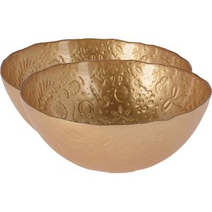 Tafeldecoratie schalen/fruitschalen - D28 cm - goud - glas - 2x stuks