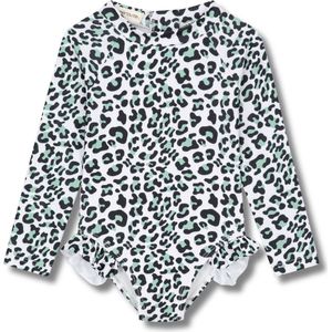 Supercute badpak UV-Zwempak - UPF50+ dierenprint met drukknopen panterprint lange mouwen maat 62/68