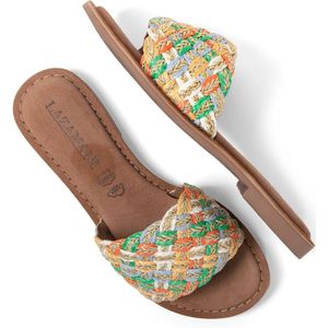LAZAMANI SLIPPER ZITA | RAFFIA MULTI COLOR MAAT 36