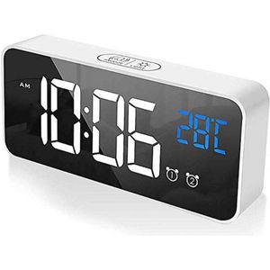 Digitale Wekker met Spiegelweergave en USB-Opladen - Alarmfunctie, Temperatuurweergave en Slaapstand