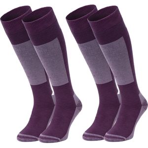 NOMAD® Skisokken Premium Merinowol 2-Pack | Maat 35/38 Paars | Skiën / Snowboarden / Wandelen | Goede vochtafvoer | Extra versteviging | Ski Sokken Heren / Dames