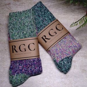 RGC Socks - katoenen sokken - eco katoen - groen/paars gemeleerd - schoenmaat 35-38 - Zomer en winter comfortabel