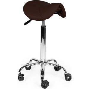 Zadelkruk - Kapperskruk - Verstelbare Zithoogte - Ergonomisch - Zwart - Skai-Leder