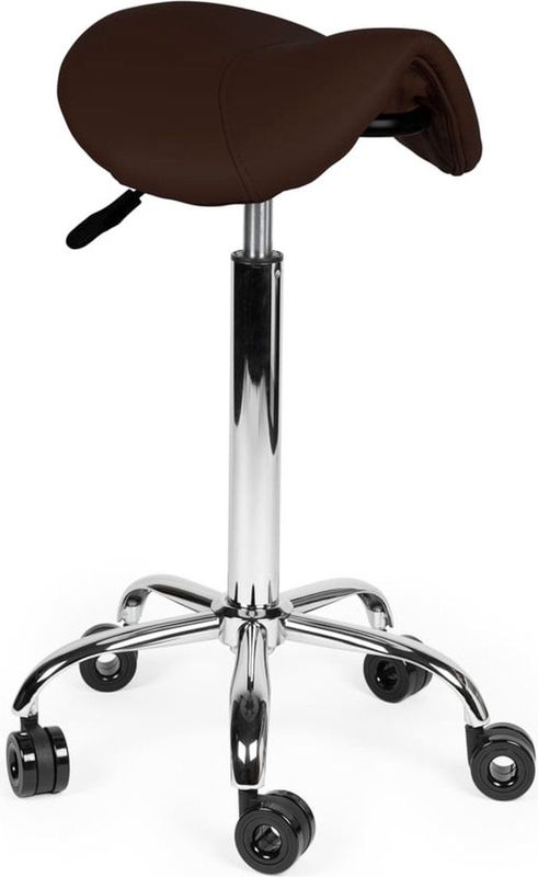 Zadelkruk - Kapperskruk - Verstelbare Zithoogte - Ergonomisch - Zwart - Skai-Leder