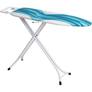 Verstelbare Hoogte Deluxe Strijkplank met Extra Hoes – Blauw/Wit Patroon