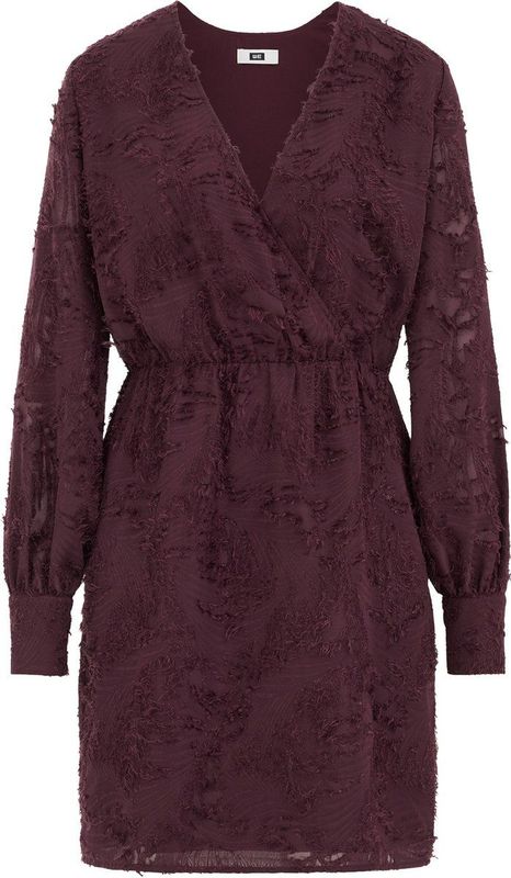 WE Fashion - Dames Jurk - Bordeauxrood - Regular Fit - Jacquard-dessin