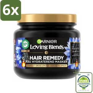 Garnier - Loving Blends Magnetic Charcoal - Haarmasker - Droge Lengtes - 340 ml - Voordeelverpakking - 6 stuks - Haar masker - Droge haren