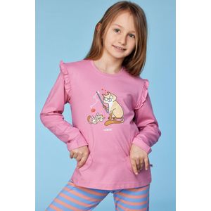 Woody Meisjes-Dames pyjama roze - maat 164/14J