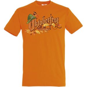 T-shirt Oktoberfest hoed | Oktoberfest dames heren | Tiroler outfit | Carnavalskleding dames heren | Oranje | maat S