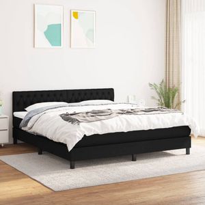 The Living Store Boxspringbed - Luxe bed met verstelbaar hoofdbord - Pocketvering matras - Middelharde ondersteuning - Huidvriendelijk topmatras - Zwart - 203x180x78/88cm