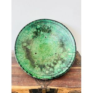 Tamegroute Schaal | Groen | Marokkaanse Aardewerk Groen | Diameter 40 XL