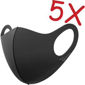 OMEGA - Wasbare mondkapjes - 5 Wasbare en herbruikbare mondkapjes - One Size - Mondkapje / Mondmasker - Zwart