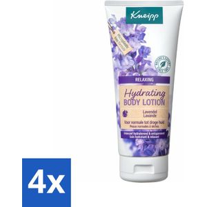 4 x Kneipp - Body lotion - Relaxing - Lavendel - Bloemige geur - 200 ml - Lichaamslotion - Ontspannende Lotion - Lavendel - Hydraterende Lotion - Huidverzorging