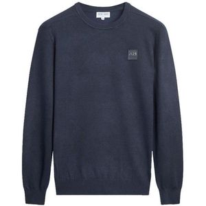 Antony Morato Trui Slim Fit Viscose Blend Jersey With Logo Patch Mmsw01439 Ya500002 7139 Marine Mannen Maat - L