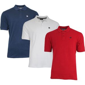 3-Pack Donnay - Polo (Noah) - Sportpolo - Heren - Navy/White/Berry-red (419) - maat XL