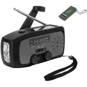 BSTNL - Noodradio Survival - Zwart - AM/FM - 2000 mAh Solar Powerbank - Noodfluit - Zaklamp