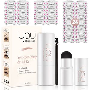 YOU Cosmetics® Wenkbrauw stempel set - Wenkbrauw Poeder - Make-up - Bruin - Inclusief 48 sjablonen