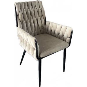 A&B DESIGN set2x High Wave chair Eetkamerstoel Velvet Zand White Set van 2