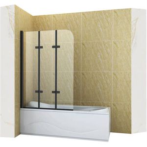 Silla Badwand Marion 120 x 140 cm - transparant glas - Zwart - Draaibaar - 5 mm dik