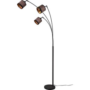 LED Vloerlamp - Trion Vamos - E14 Fitting - 3-lichts - Rond - Mat Zwart - Metaal