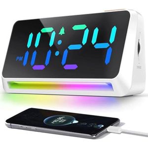 Digitale wekker met RGB-display en USB-oplaadpoort - Superluide alarm voor diepe slapers