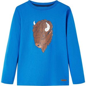 vidaXL - Kindershirt - met - lange - mouwen - 116 - kobaltblauw