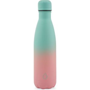 Wattamula Design eco RVS drinkfles - mix blauw/roze - 500 ml - waterfles - thermosfles - sport