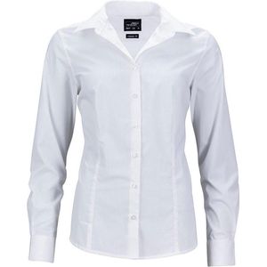 James and Nicholson Dames/dames Longsleeve Business Shirt (Wit)