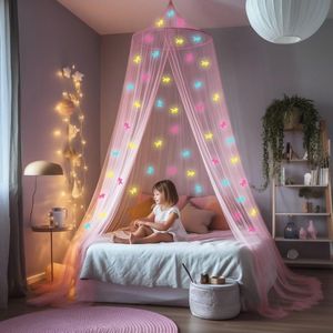 Glow in the Dark Klamboe met Eenhoorns - Hemelbed voor Kinderkamer of Volwassenen - Decoratieve Bedtent en Muggennet