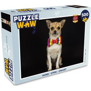 Puzzel Hond - Strik - Zwart - Legpuzzel - Puzzel 500 stukjes