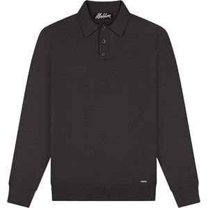 Malelions - Knitted Long Sleeve Polo - Mulch Brown - 4XL