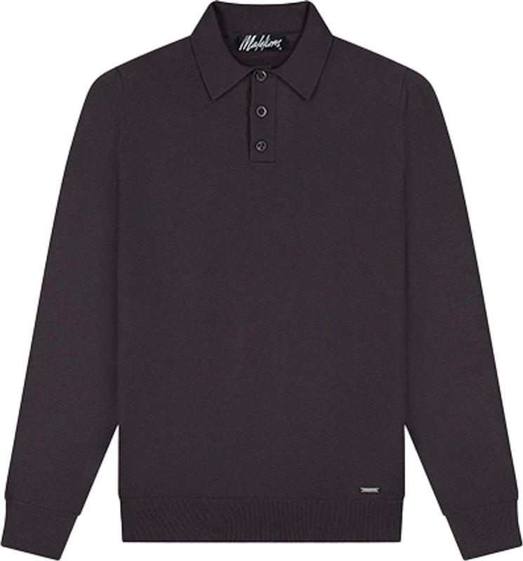 Malelions - Knitted Long Sleeve Polo - Mulch Brown - 4XL