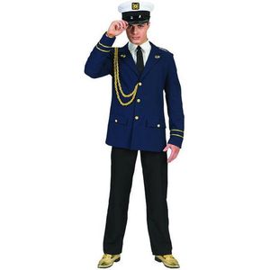 Funny Fashion - Kapitein & Matroos & Zeeman Kostuum - Cruiseschip Kapitein Kalabreeze Man - Blauw - Maat 52-54 - Carnavalskleding - Verkleedkleding