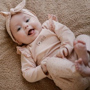 Dirkje Baby Meisjes set Shirt Loved, Broek en Haarband Organic cotton maat 80