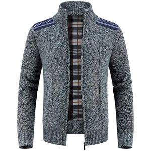 Dikke Gebreide Heren Cardigans met Volledige Rits en Staande Kraag - Casual Winterjack voor Mannen