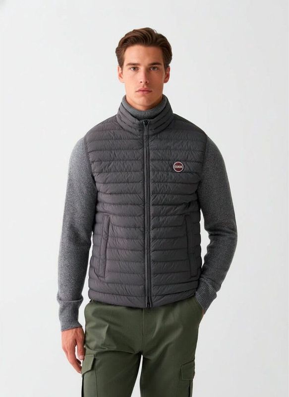Colmarvoor mannen. 1268 Lichtgewicht gilet van veren met grijs trekkoord (46), Casual, Polyamide