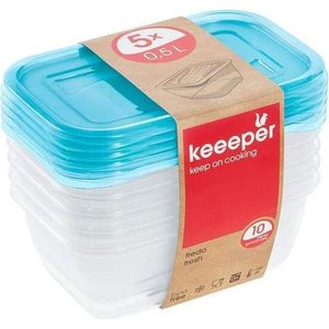 Keeeper Fredo Fresh - Vershouddoos / Vershouddozen - Transparent /blauw - Set van 5st.- 0.5 L