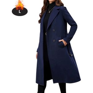 Livano Mantel Dames - Tussenmantel - Jas - Mantelpakje - Trenchcoat - Overjas - Overcoat - Winter - Marineblauw - S