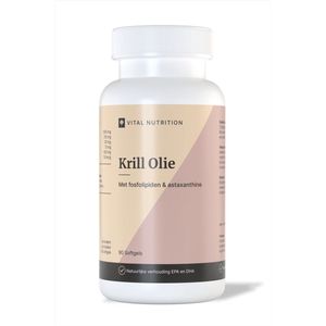 Vital Nutrition Krillolie - 100% pure krillolie uit Antarctica - Phospholipiden en Astaxanthine - Omega 3-vetzuren - Onafhankelijk getest - 90 softgels