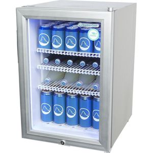 Gastro-Cool KW65 - Mini koelkast met glazen deur 62 Liter - Zilver/Zilver/Wit 204401